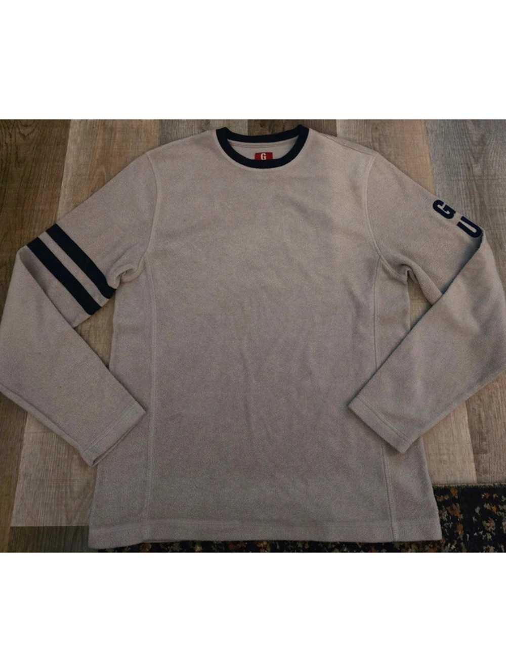 Vintage GUESS Jeans Fleece Sweatshirt Crewneck Pullover Y2K Beige Black M